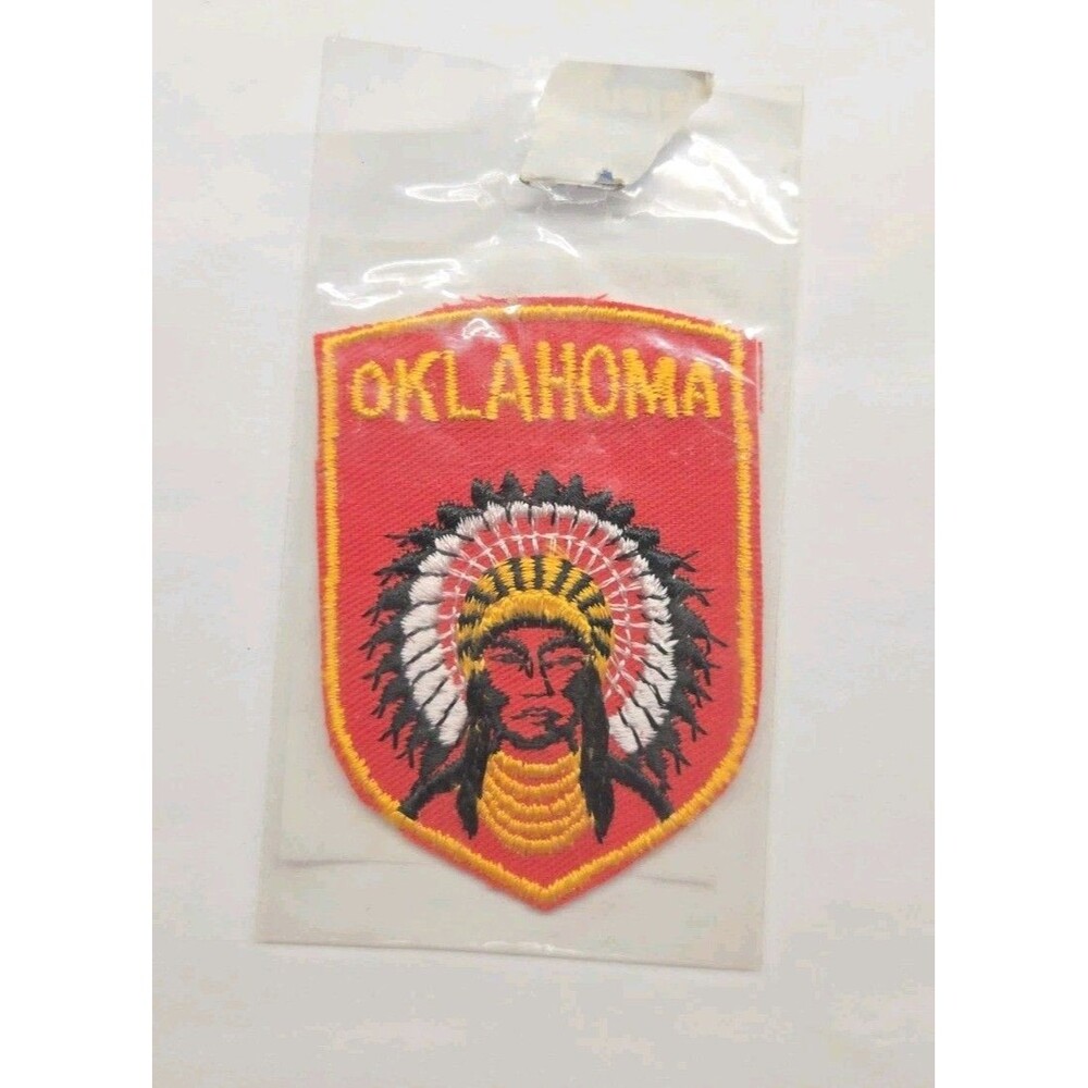 Vintage Oklahoma Native American Souvenir Embroidered Travel Patch Badge Voyager